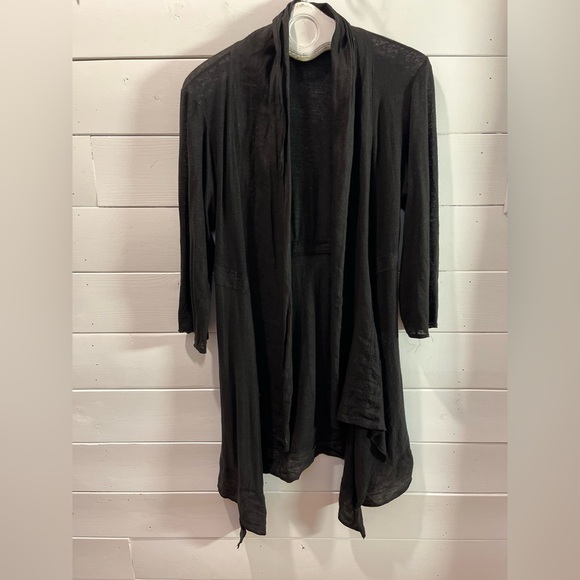 ❣️🖤 CUT LOOSE – Black Linen-Blend Cardigan Size L - Picture 5 of 12